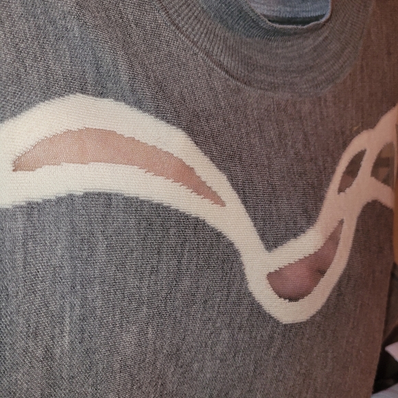 Elie Tahari Priyanka Fine Merino Grey Sleeveless Top Intarsia Illusion Knit NWT - Picture 2 of 10